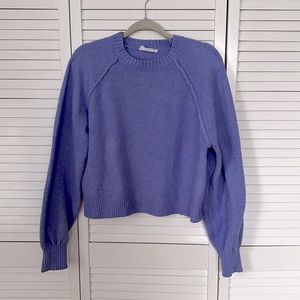 Double Zero size medium “mystical haze” (periwinkle) sweater